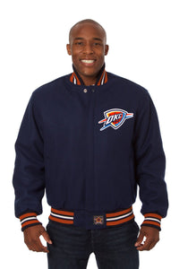 Oklahoma City Thunder Embroidered Handmade Wool Jacket - Navy