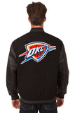 Oklahoma City Thunder Wool & Leather Reversible Jacket w/ Embroidered Logos - Black