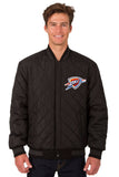 Oklahoma City Thunder Wool & Leather Reversible Jacket w/ Embroidered Logos - Black