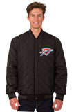 Oklahoma City Thunder Wool & Leather Reversible Jacket w/ Embroidered Logos - Charcoal/Black