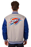 Oklahoma City Thunder Poly Twill Varsity Jacket - Gray/Royal