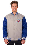 Oklahoma City Thunder Poly Twill Varsity Jacket - Gray/Royal