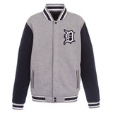 Detroit Tigers JH Design Two-Tone Reversible Fleece Jacket - Gray/Navy