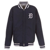 Detroit Tigers JH Design Two-Tone Reversible Fleece Jacket - Gray/Navy