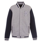 Detroit Tigers Two-Tone Reversible Fleece Jacket - Gray/Navy