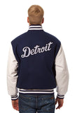 Detroit Tigers Two-Tone Wool and Leather Jacket - Navy/White