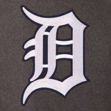 Detroit Tigers Wool & Leather Reversible Jacket w/ Embroidered Logos - Charcoal/Navy