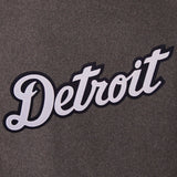 Detroit Tigers Wool & Leather Reversible Jacket w/ Embroidered Logos - Charcoal/Navy