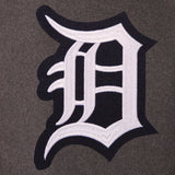 Detroit Tigers Wool & Leather Reversible Jacket w/ Embroidered Logos - Charcoal/Navy