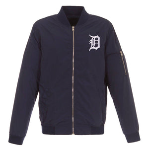 Detroit Tigers JH Design Lightweight Nylon Bomber Jacket – Navy