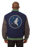 Minnesota Timberwolves Embroidered Handmade Wool Jacket - Navy/Grey - J.H. Sports Jackets