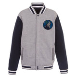 Minnesota Timberwolves  JH Design Two-Tone Reversible Fleece Jacket - Gray/Navy