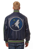 Minnesota Timberwolves Full Leather Jacket - Navy