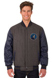 Minnesota Timberwolves Wool & Leather Reversible Jacket w/ Embroidered Logos - Charcoal/Navy