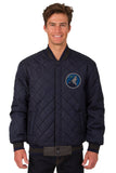 Minnesota Timberwolves Wool & Leather Reversible Jacket w/ Embroidered Logos - Charcoal/Navy