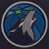 Minnesota Timberwolves - JH Design Reversible Fleece Jacket with Faux Leather Sleeves - Navy/White