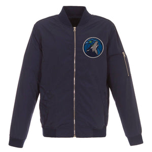 Minnesota Timberwolves JH Design Lightweight Nylon Bomber Jacket – Navy