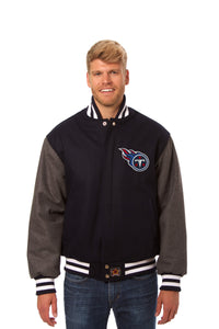 Tennessee Titans JH Design Embroidered Wool Full-Snap Jacket-Navy/Grey - J.H. Sports Jackets