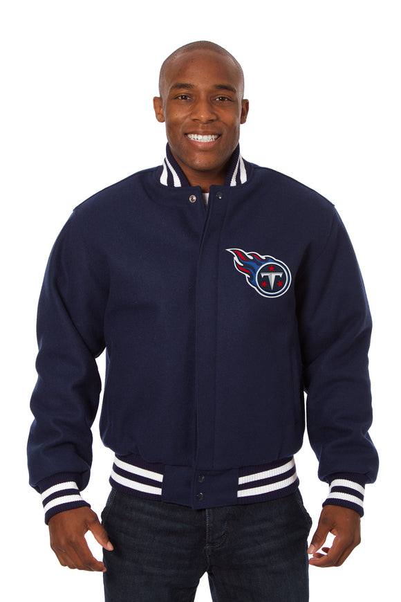 Tennessee Titans JH Design Wool Handmade Full-Snap Jacket-Navy - J.H. Sports Jackets