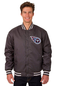 NFL JH Design Tennessee Titans Poly Twill Varsity Jacket - Black