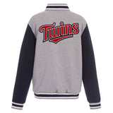 Minnesota Twins  JH Design Two-Tone Reversible Fleece Jacket - Gray/Navy