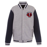 Minnesota Twins  JH Design Two-Tone Reversible Fleece Jacket - Gray/Navy