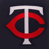 Minnesota Twins - JH Design Reversible Fleece Jacket with Faux Leather Sleeves - Navy/White