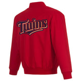 Minnesota Twins Poly Twill Varsity Jacket-Red