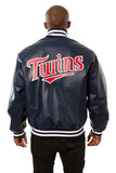 Minnesota Twins Full Leather Jacket - Navy