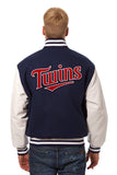 Minnesota Twins Two-Tone Wool and Leather Jacket - Navy