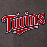 Minnesota Twins Wool & Leather Reversible Jacket w/ Embroidered Logos - Charcoal/Navy