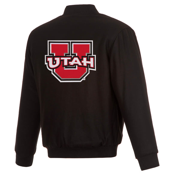 Utah Utes Reversible Wool Jacket - Black - J.H. Sports Jackets