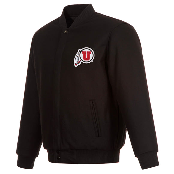 Utah Utes Reversible Wool Jacket - Black - J.H. Sports Jackets