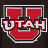 Utah Utes Poly Twill Varsity Jacket - Black - J.H. Sports Jackets