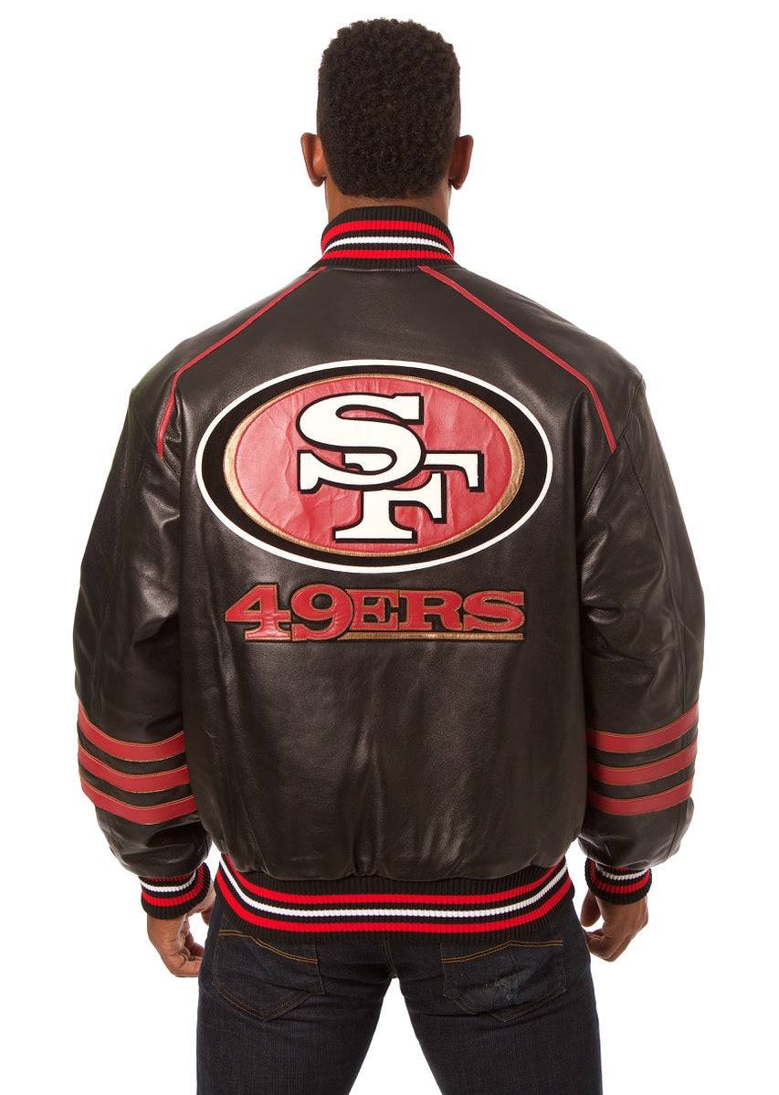 San Francisco 49ers JH Design All Leather Jacket - Black/Red
