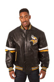 Minnesota Vikings JH Design All Leather Jacket - Black/Yellow