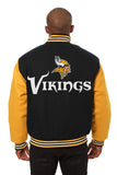 Minnesota Vikings JH Design Wool Handmade Full-Snap Jacket-Black/Yellow - J.H. Sports Jackets
