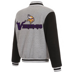 Minnesota Vikings Two-Tone Reversible Fleece Jacket - Gray/Black