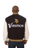 Minnesota Vikings Two-Tone Wool and Leather Jacket - Black/White