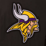 Minnesota Vikings Wool & Leather Reversible Jacket w/ Embroidered Logos - Black