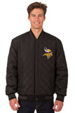 Minnesota Vikings Wool & Leather Reversible Jacket w/ Embroidered Logos - Black