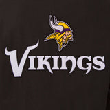 Minnesota Vikings Wool & Leather Reversible Jacket w/ Embroidered Logos - Black