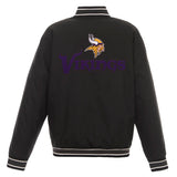 Minnesota Vikings Poly Twill Varsity Jacket - Black