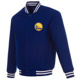 Golden State Warriors Reversible Wool Jacket Embroidered Logos JH Design - Royal