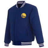 Golden State Warriors Reversible Wool Jacket Embroidered Logos JH Design - Royal