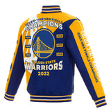 Golden State Warriors 7-Time NBA Finals Champions Varsity Full-Snap Jacket Royal-Yellow