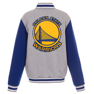 Golden State Warriors JH Design  Two-Tone Reversible Fleece Jacket - Gray/Royal