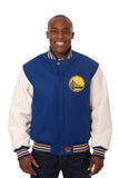 Golden State Warriors Domestic Two-Tone Wool and Leather Jacket Royal-White