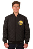 Golden State Warriors Wool & Leather Reversible Jacket w/ Embroidered Logos - Charcoal/Black