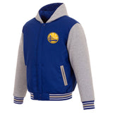 Golden State Warriors Two-Tone Reversible Fleece Hooded Jacket - Roy/Grey